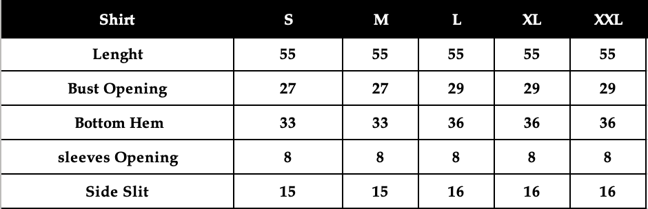 Size chart