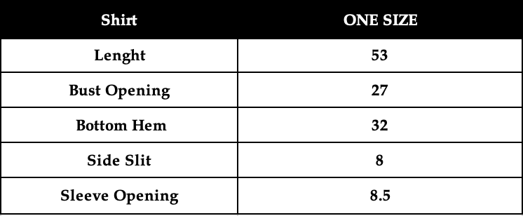 Size chart