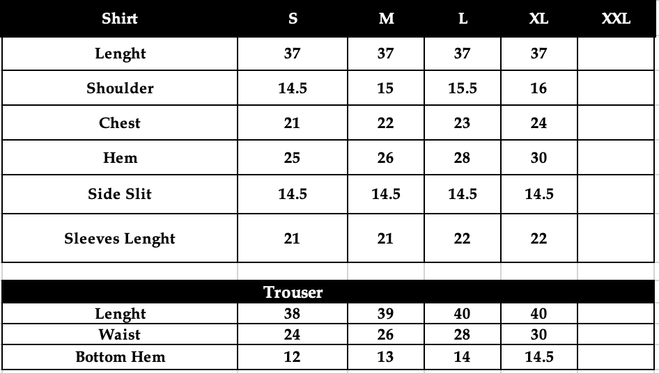 Size chart