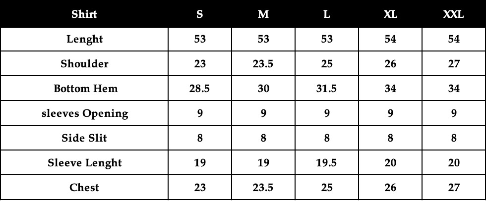 Size chart