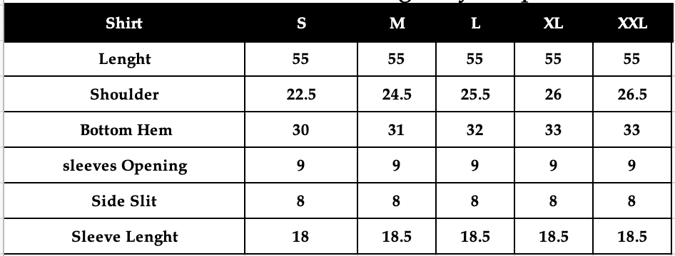 Size chart