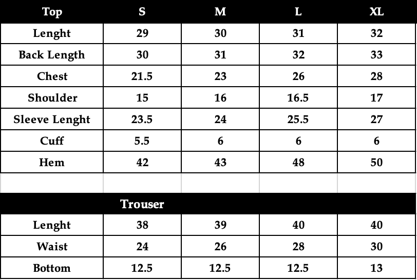Size chart