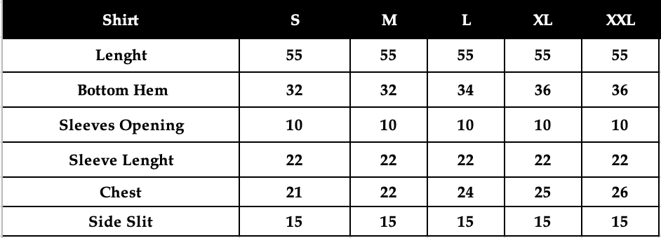Size chart