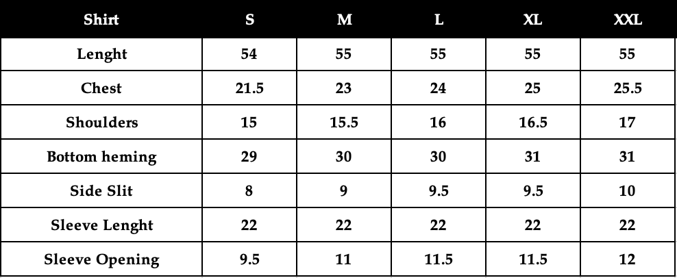 Size chart