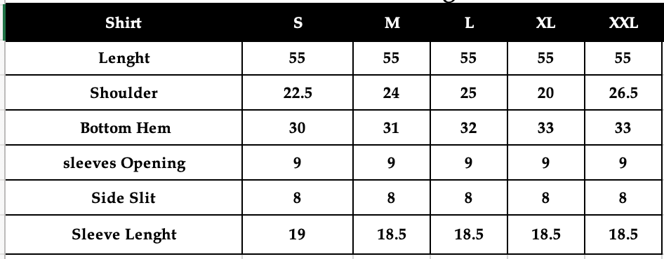 Size chart