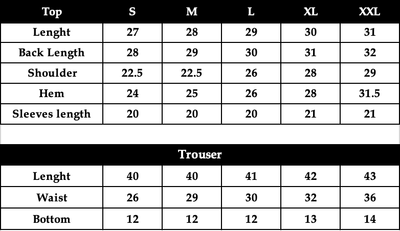 Size chart
