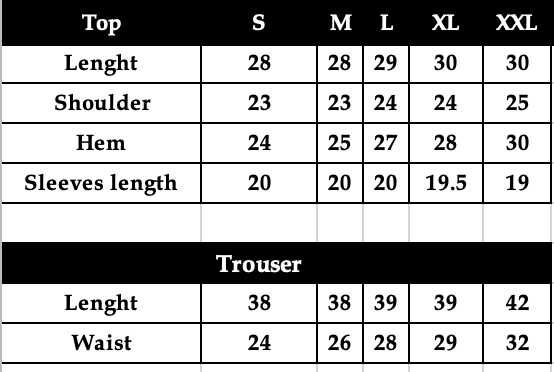 Size chart