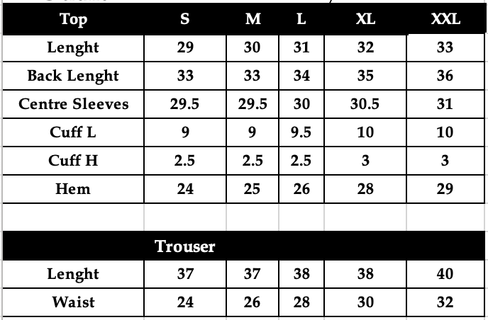 Size chart
