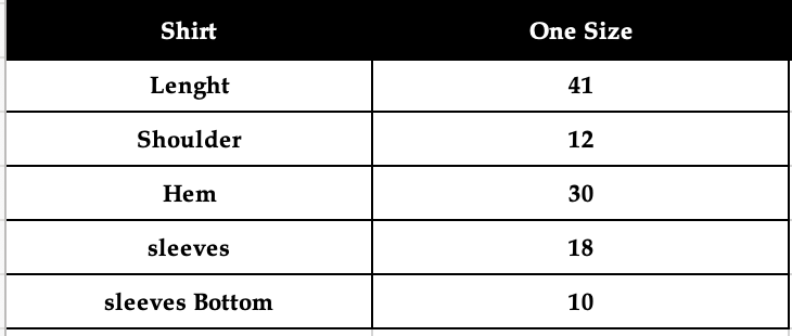 Size chart