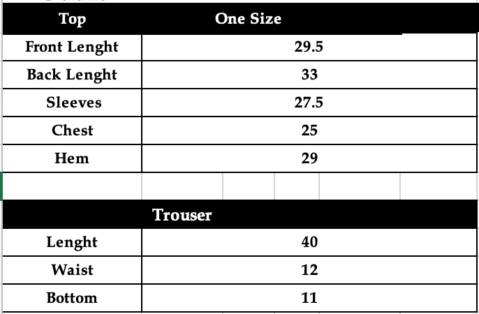 Size chart