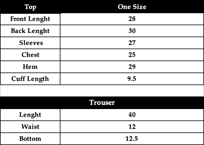 Size chart