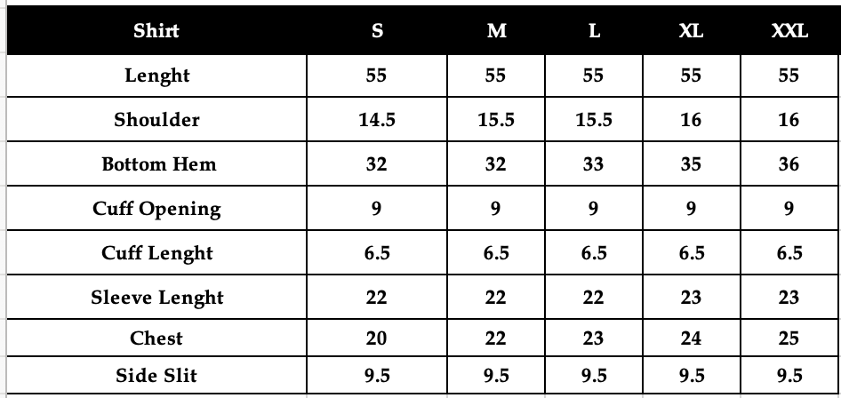 Size chart