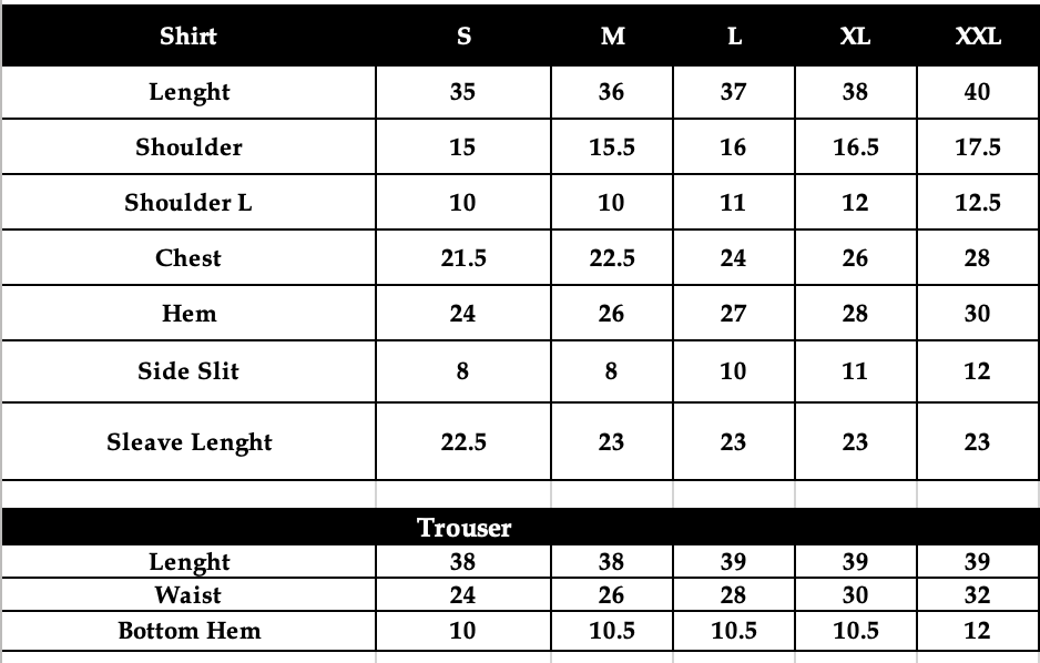 Size chart