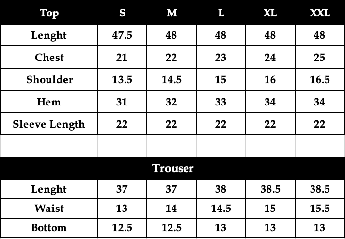Size chart