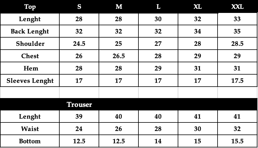 Size chart